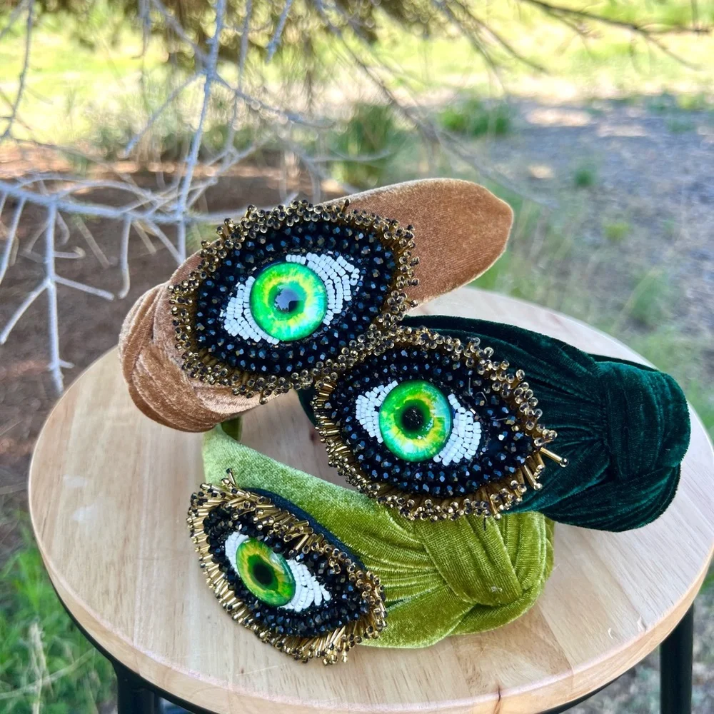 New! The “Hills Have Eye” Velvet Beaded Eye 👁️ Knotted Statement Headband